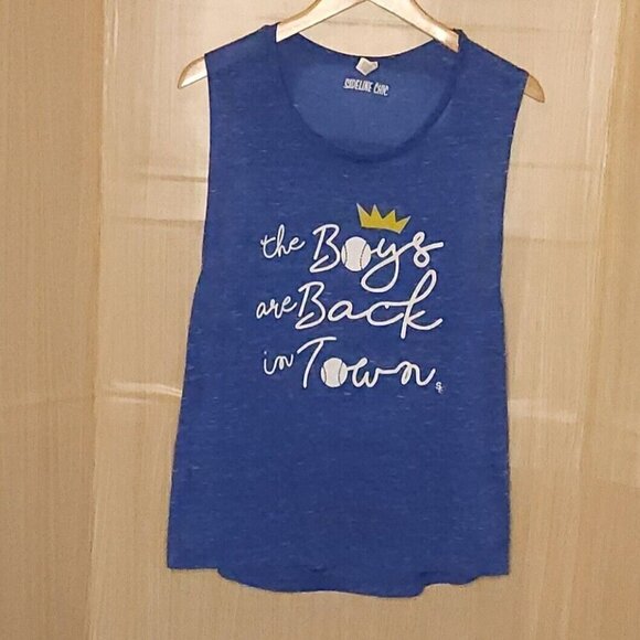 Sideline Chic Tops - Kansas City Royals Blue Womens Boys Are Back In Town Muscle Tank Top XL